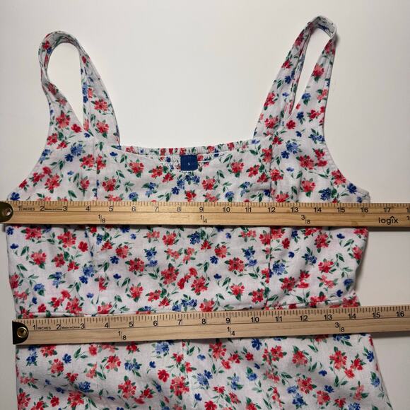 Old Navy Linen Blend Floral Midi Dress Cottagecore Ditsy Milkmaid Feminine sz S - Picture 5 of 8